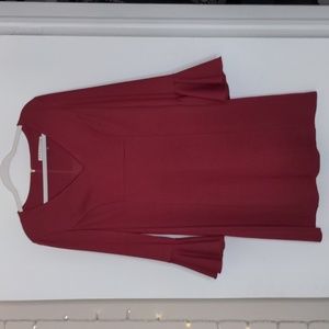 NWOT Trina Turk Jessie bell sleeve burgundy red shift dress sz 8